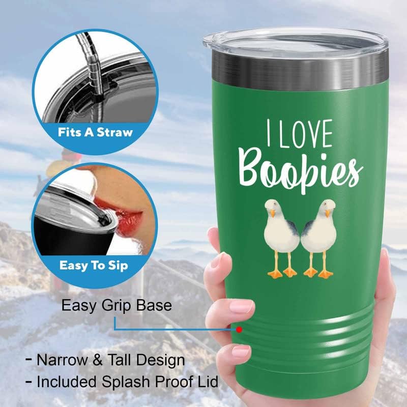 Bird Lover Green Edition Viking Tumbler 20oz - Love Boobies - Hummingbird Nest Cage Parrot Dad Gardening Outdoor Birdwatcher Feeder