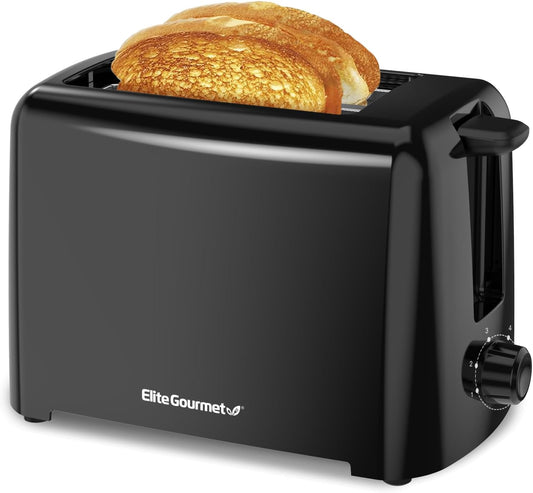 Elite Gourmet 2-Slice Cool Touch Toaster – 6 Browning Levels, Extra Wide 1.25” Slots for Bagels & Thick Bread, Cancel Function, Compact, ETL Certified, Black