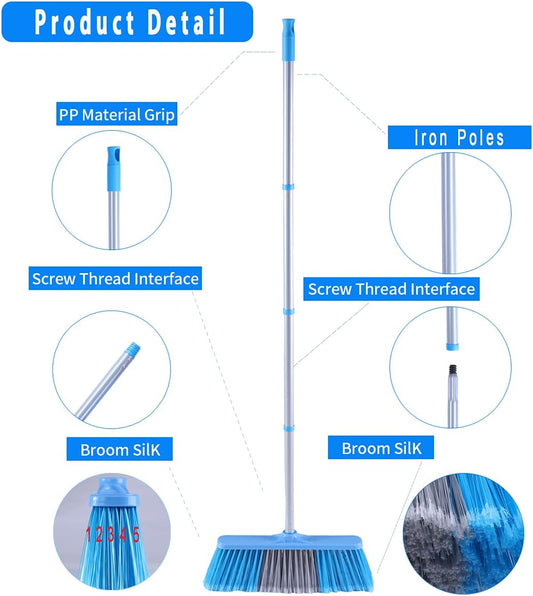 YONILL Indoor Outdoor Broom with Long Handle, 53" Angle Brooms for Flo