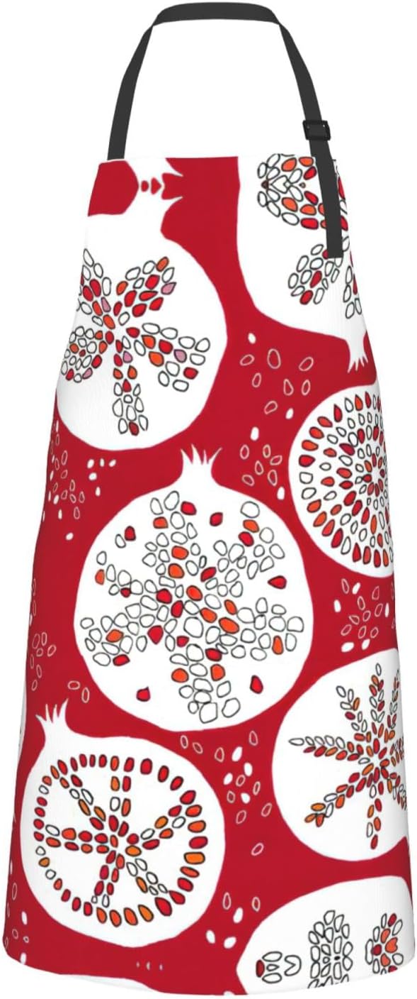 Pomegranate Painting Print Laundry apron 28x33 In Waterproof Kitchen Apron with Pockets for Cooking Baking