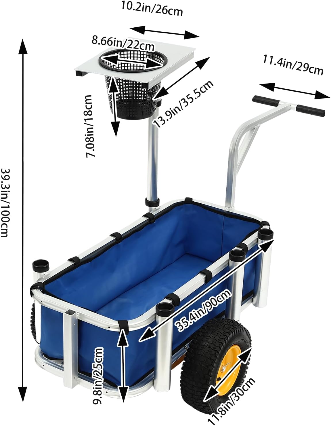 Aluminum Fishing Cart with Rod Holders - Trolley Fish and Marine Cart 