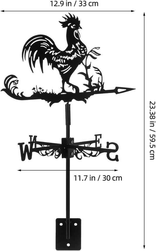 Rooster Weather Vane Roof Mounted Wind Direction Indicator Metal Weather Vane for Garden Farmhouse Patio Outdoor D Cor