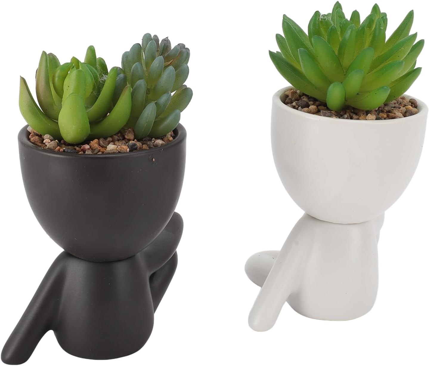 ZJchao Planter, Air Plants Office Plants Artificial Flower Pot Human Shaped Mini Fake Flower Pot Cute Desk Decor for Office, Home, Bathroom and Shelf