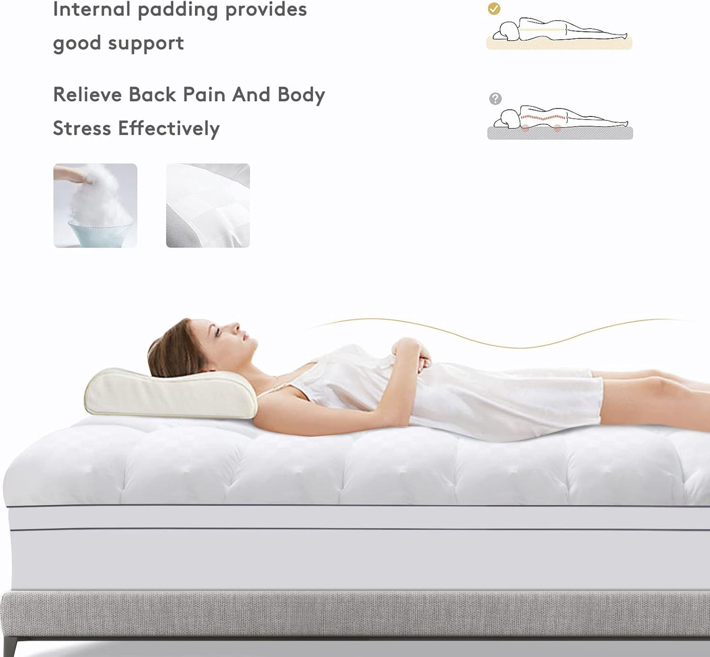 Mattress Topper Queen,Extra Thick Mattress Pad Cover for Back Pain,Cooling Mattress Protector with 8-21 Inch Deep Pocket,Overfilled Down Alternative Filling