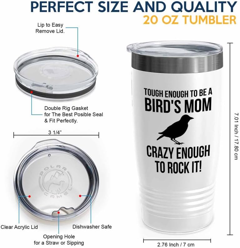 Birding White Edition Viking Tumbler 20oz - Tough enough to be - Bird Feeder Backyard Birdwatcher Gifts Birding Bird Lover