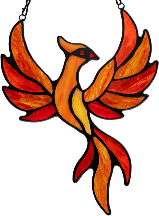 Phoenix Decor Stained Glass Window Hangings,Phoenix Themed Gifts Stain