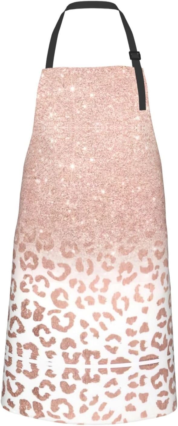 rose gold glitter print Waterproof apron with pocket adjustable cookin