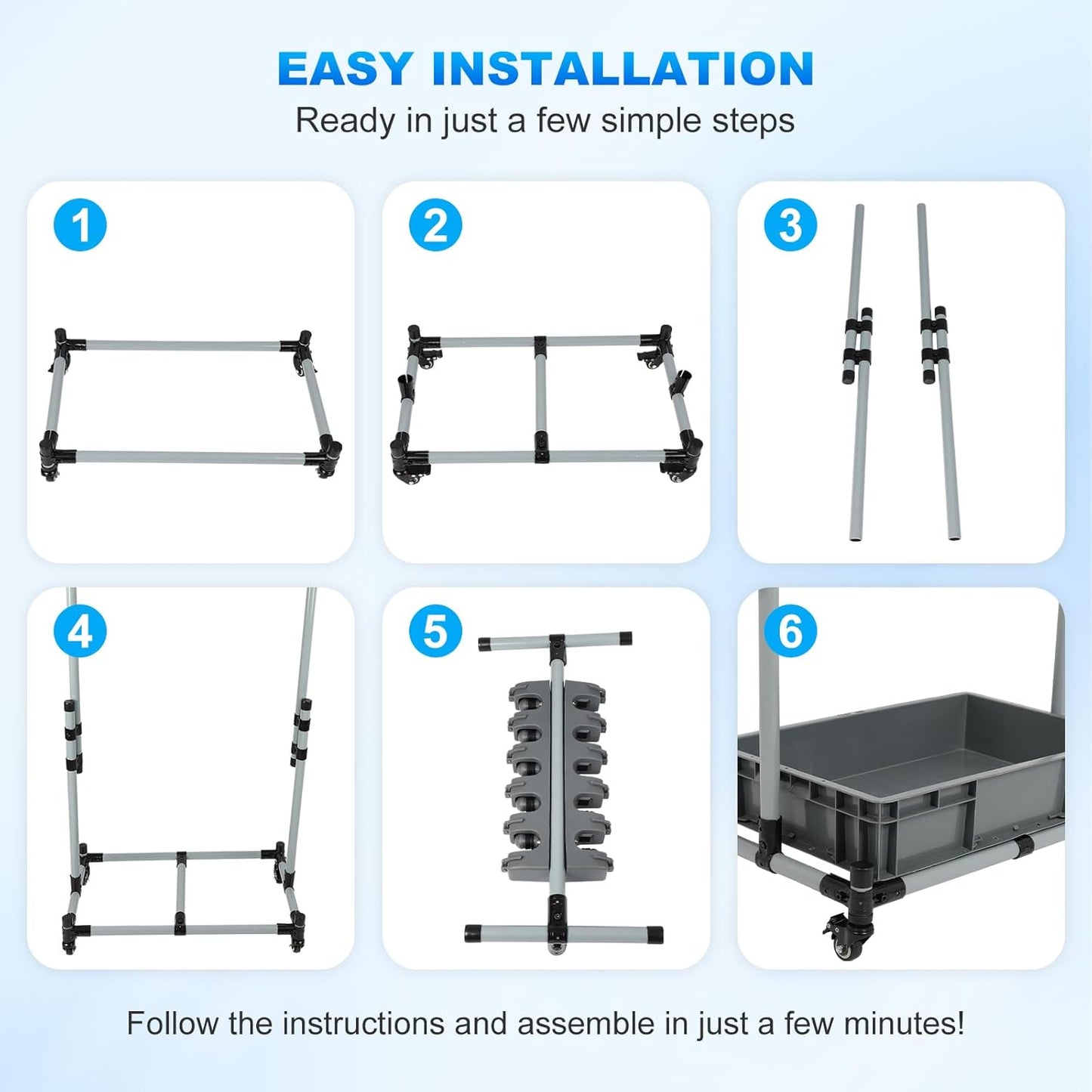 Broom and Mop Holder Freestanding Mobile Cleaning Tool Storage Rack,Fl