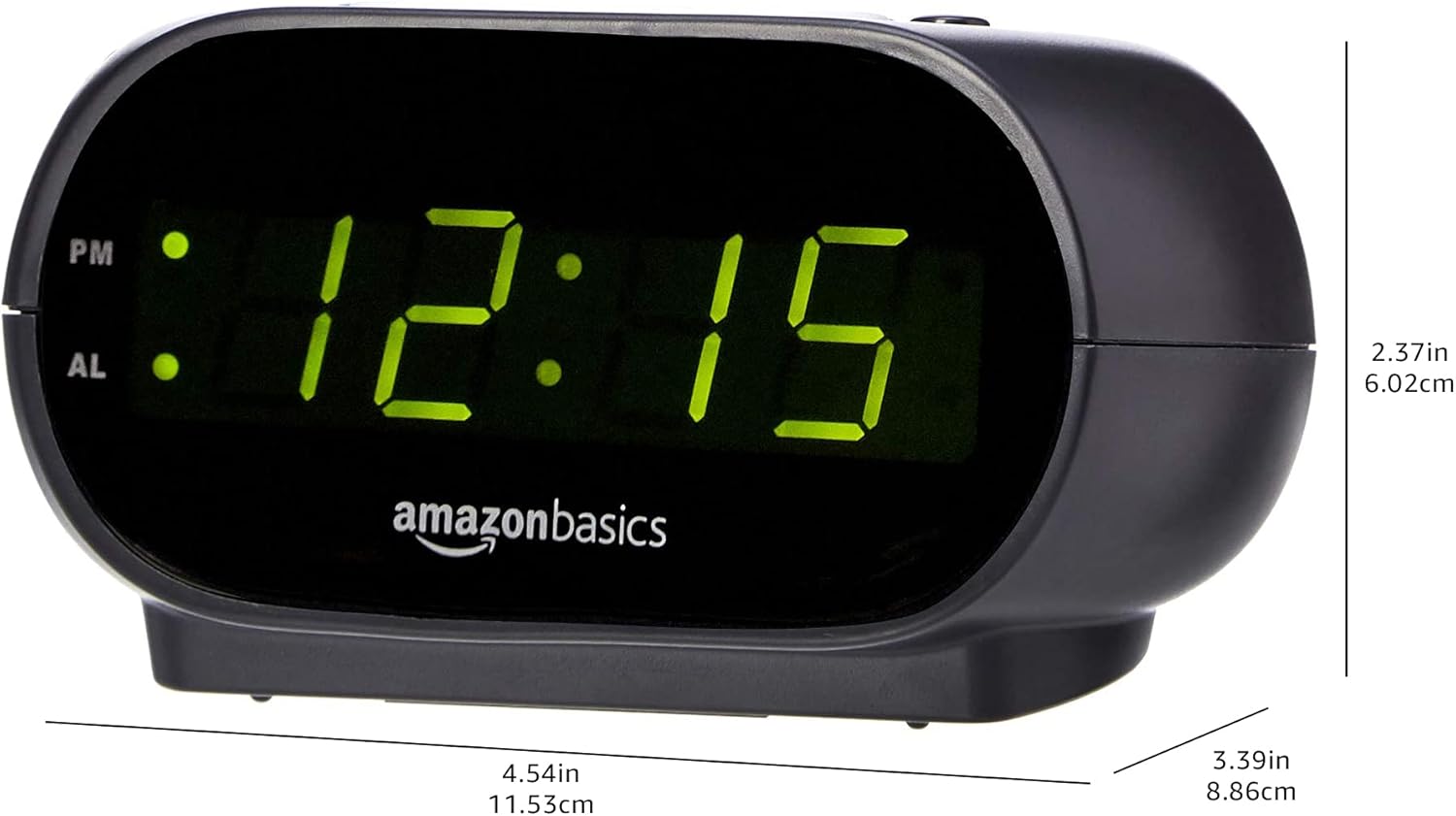 Amazon Basics Small Digital Oval Alarm Clock with LED Display, Nightli