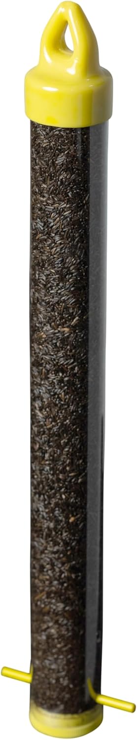 Mr. Canary Finch Tube Feeders, 4ct, Filled with 8oz Nyjer Seed, Bird Feeders Made in America by Workers with Disabilities, Feeds Finches, Chickadees,
