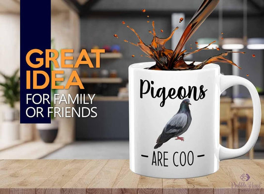 Bird Lover Coffee Mug 11oz White - Pgeons are coo - Hummingbird Nest Cage Parrot Dad Gardening Outdoor Birdwatcher Feeder