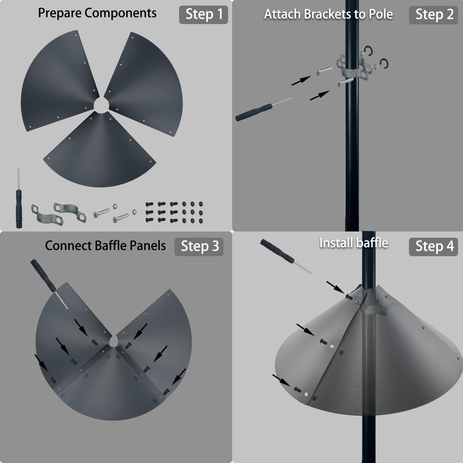Squirrel baffle for bird feeders pole, squirrel proof cone for outdoor