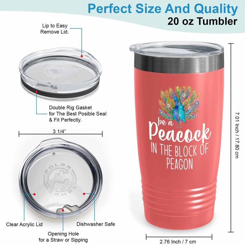Bird Lover Coral Edition Viking Tumbler 20oz - Peacock Block pgeons - Hummingbird Nest Cage Parrot Dad Gardening Outdoor Birdwatcher Feeder