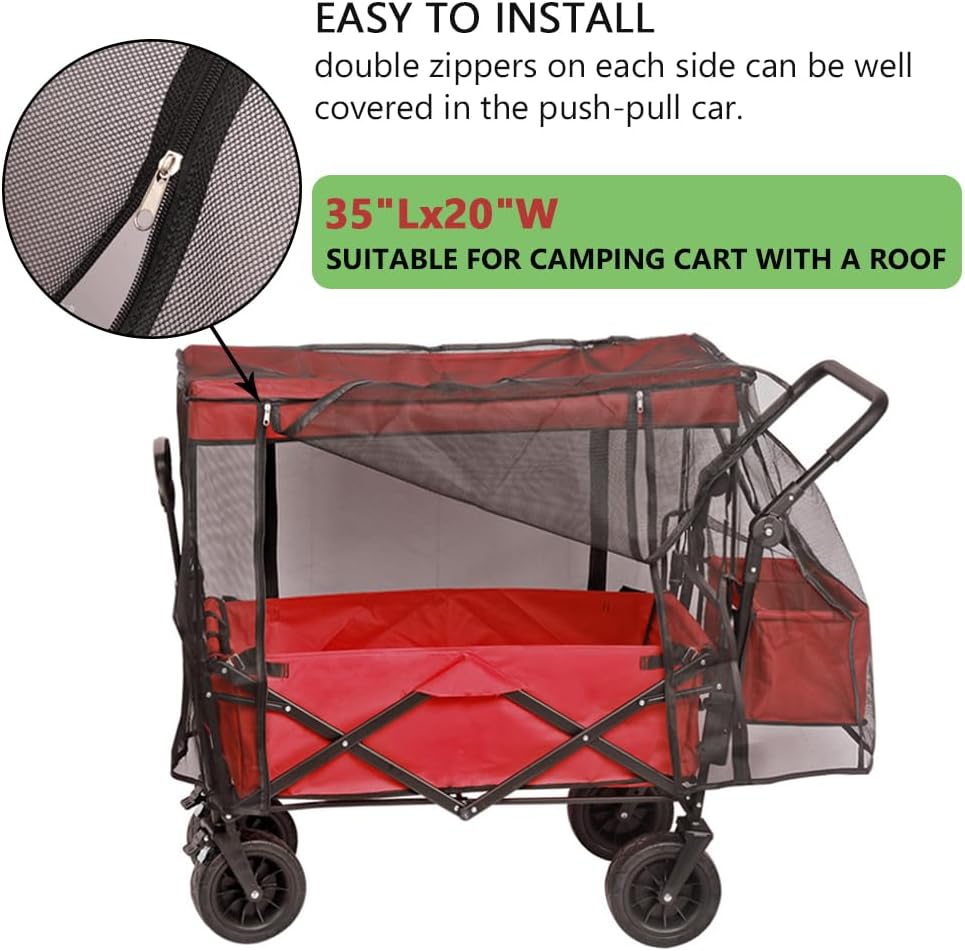 Wagon Net Cover for Outdoor Garden Camping Protective Accessories, with Zippered, 35" Lx20 W