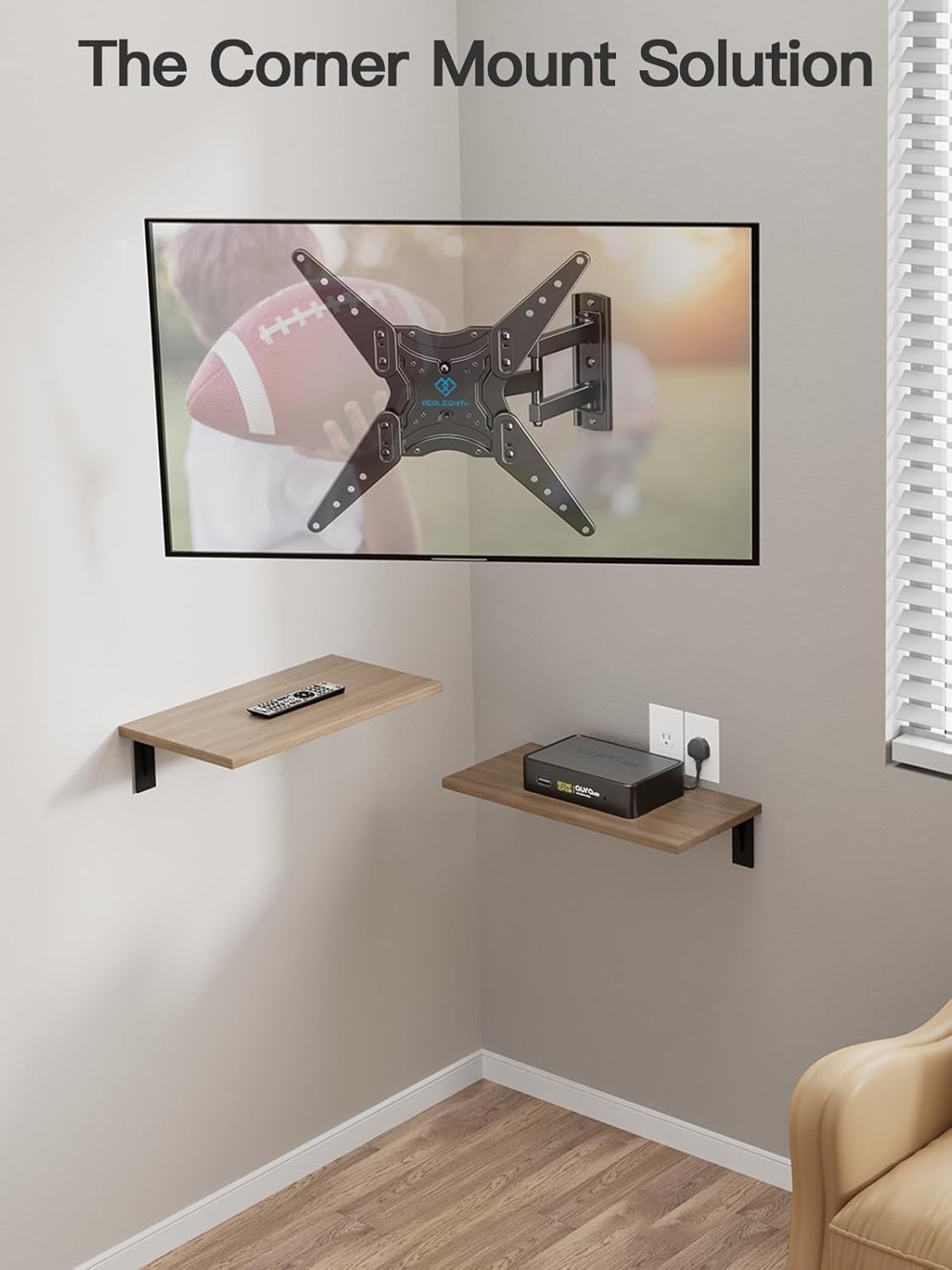 PERLESMITH Full Motion TV Wall Mount for 27-60 Inch Flat & Curved TVs, Single Stud TV Mount with Articulating Swivel Tilt - Wall Mount TV Bracket VESA 400x400mm up to 77 lbs, Perfect Center Design