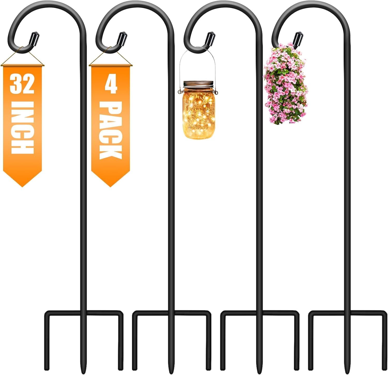 Gtongoko 32 Inch Shepherds Hooks for Outdoor 4 Pack Garden Hooks for H