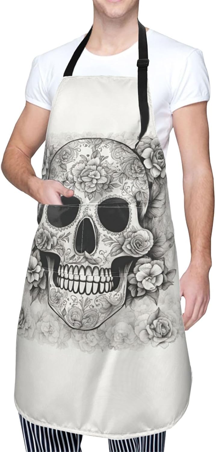 Mexican Skull print Waterproof apron with pocket adjustable cooking apron for adult kitchen bibs to bake
