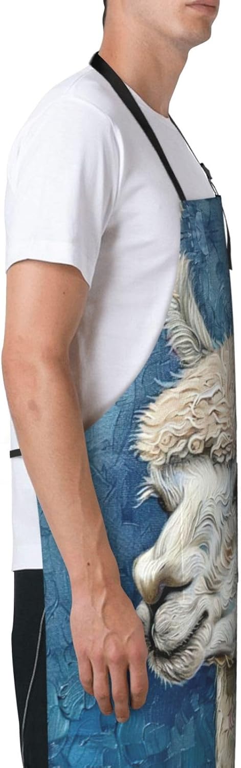Alpaca Llama print Waterproof chef's apron with pocket apron for kitchen cooking baking barbecue and gardening