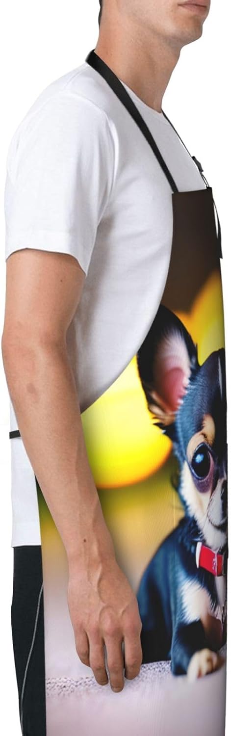 Chihuahua Dog print Waterproof chef's apron with pocket apron for kitchen cooking baking barbecue and gardening