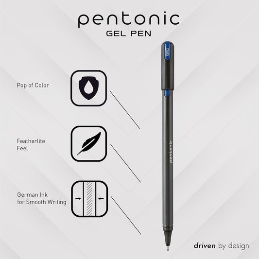 Pentonic Glitter Gel Pens, 10 Count, 10 Assorted Colors, 1.0 mm Bold P