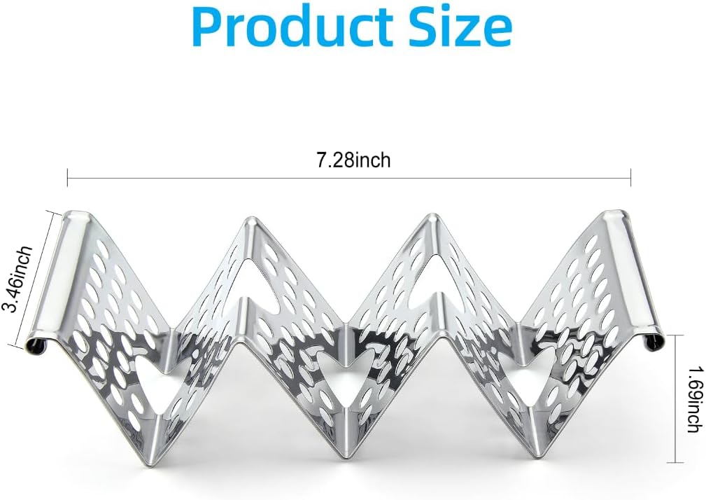 Taco Holders Set of 4, Taco Stand, Stainless Steel Taco Holder, Each Can Hold 3 Tortillas, with Easy-Access Handle, Fits Microwave, Air Fryer and Oven