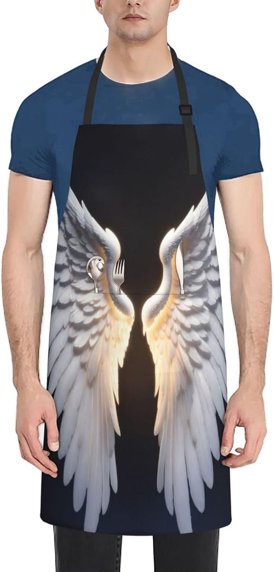 Angel Wing print Waterproof chef's apron with pocket apron for kitchen cooking baking barbecue and gardening
