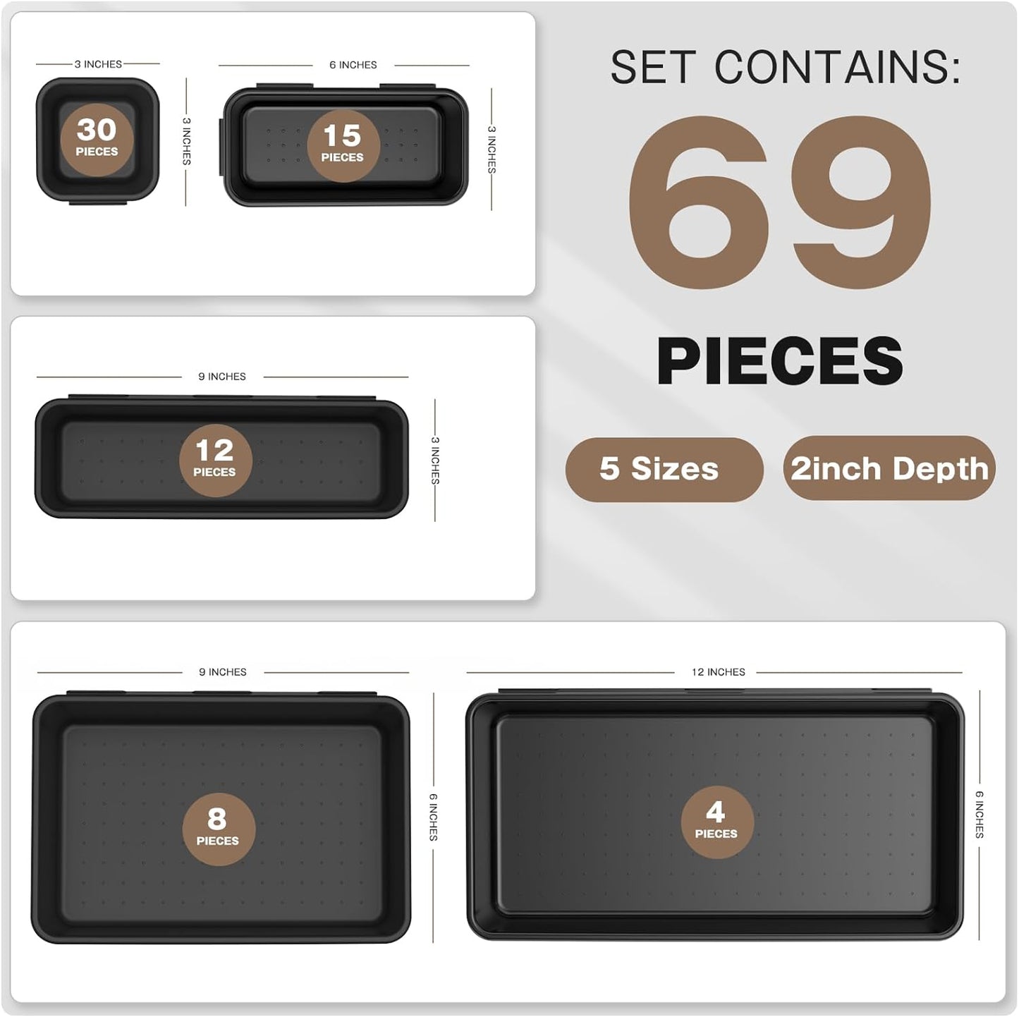 【More Larger Size】A-LuGei【69 PCS-5 Size】 Tool Box Organizer Tray Divid
