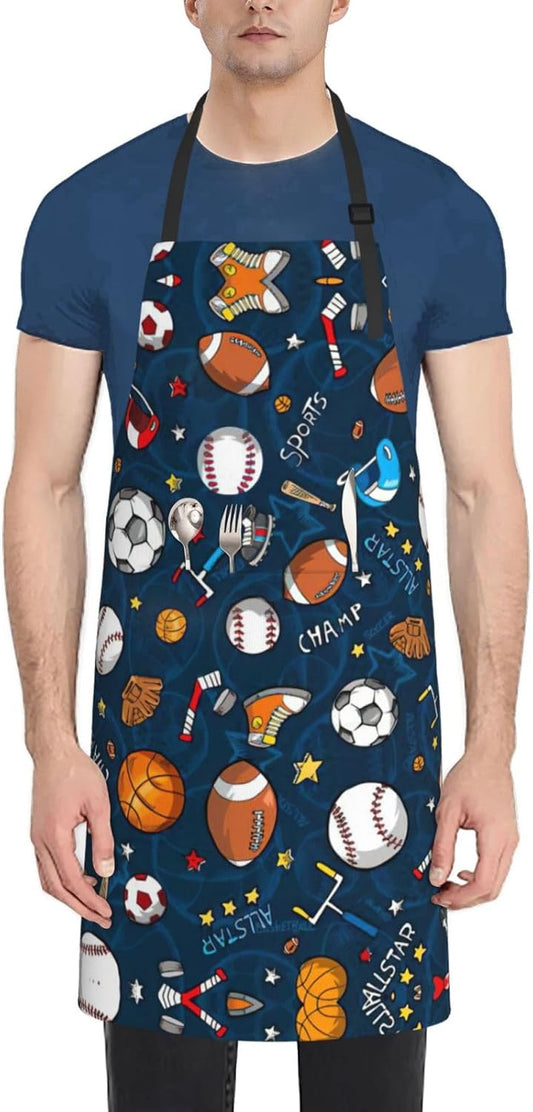 Sports Baseball Game print Waterproof apron with pocket adjustable cooking apron for adult kitchen bibs to bake