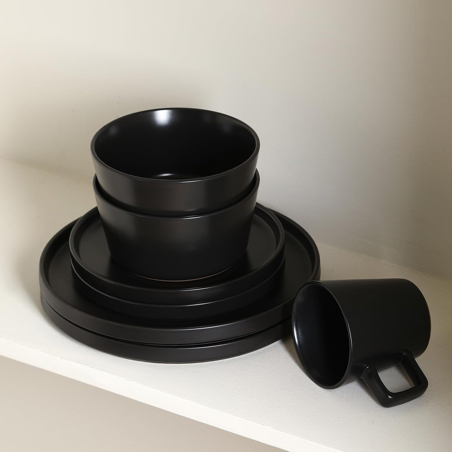 Stone Lain Celina Stoneware 16 Piece Modern Dinnerware Set, Plates and