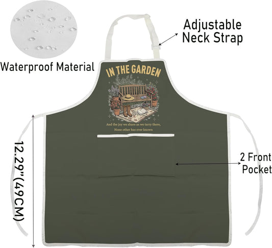 WCGXKO In the Garden Kitchen Apron Vintage Christian Hymn Gift Faith Base Gift for Plant Lover