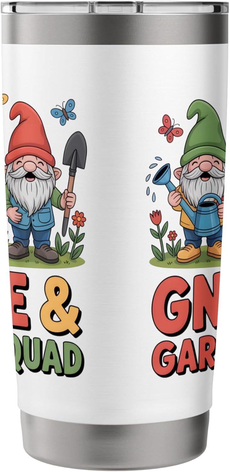 Gnome And Garden Squad Cute Gnomes With Tools And Flowers Stainless St