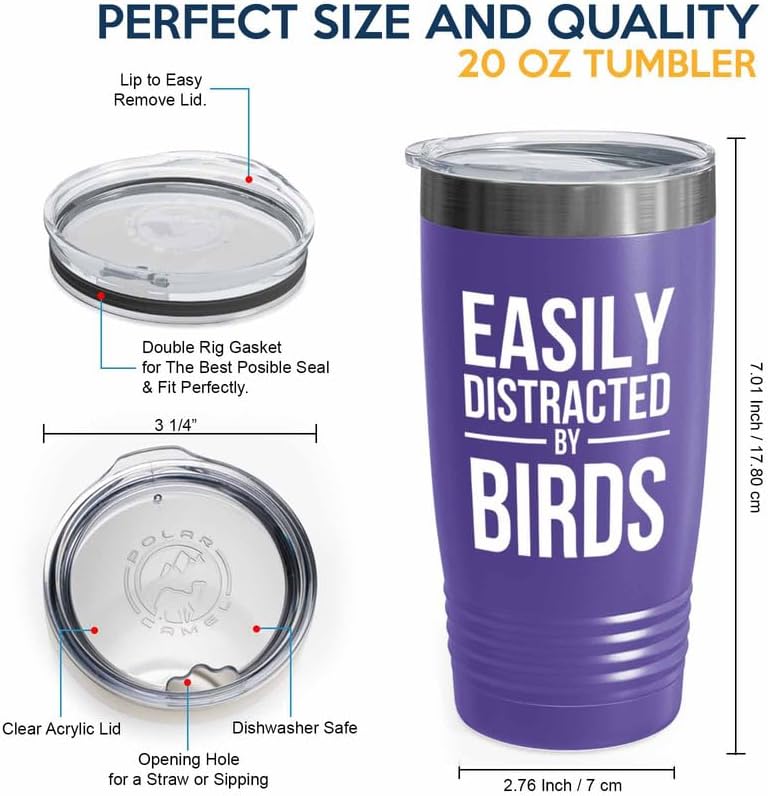 Birding Purple Edition Viking Tumbler 20oz - Distracted by birds - Bir