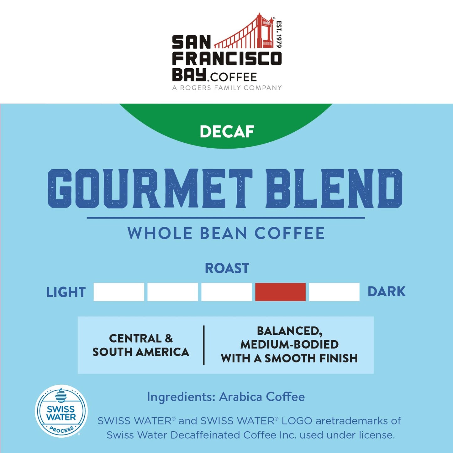 San Francisco Bay Coffee - Decaf Medium-Dark Roast Whole Bean Coffee -
