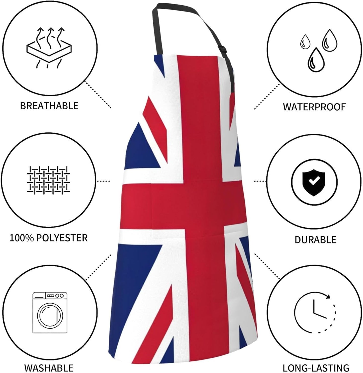 UK Flag print Waterproof apron with pocket adjustable cooking apron for adult kitchen bibs to bake