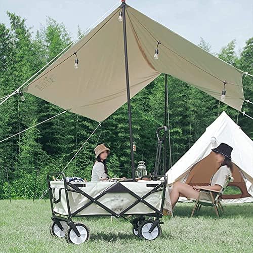 Portable Camping Cart,Portable Camping Trailer Beach Trolley Outdoor Folding Trolley Adjustable Handle Shopping Cart with Double Brakes 80kg/176lbs