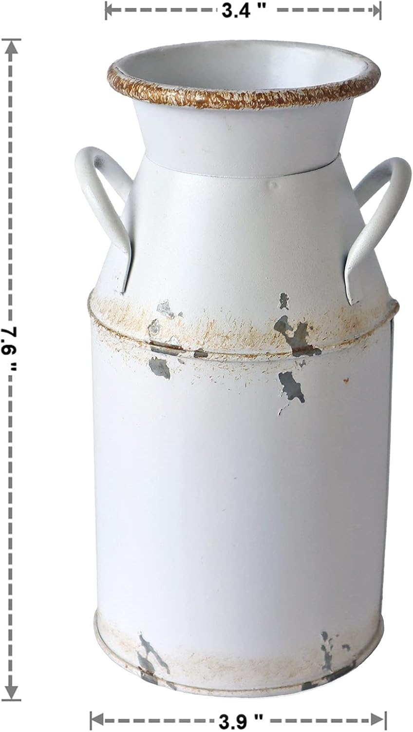 Galvanized Milk Can Antique Retro Vase Metal Planter Rustic Vintage Pr
