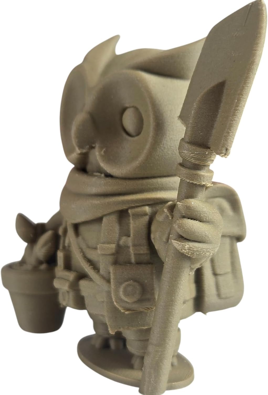 The Botanist Owl Figurine – Fantasy Owl Statue with Garden Tools & Plant Pot – Owls & Dragons Collection – for Painting, Display, or Gifting – 3D Printed in Canada