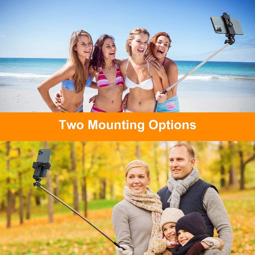 Phone Tripod Mount Adapter/Universal Tripod Cell Phone Holder, Fits Any Smartphone, 1/4" Standard Screw, Rotating Vertical and Horizontal, Compatible with iPhone, Samsung, Selfie Stick, Monopod