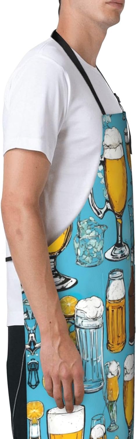 Beer Bubble Print Laundry apron 28x33 In Waterproof Kitchen Apron with
