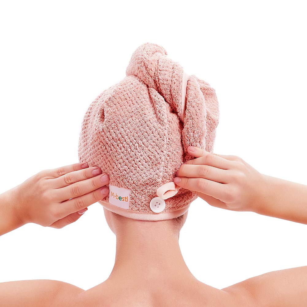 2 Pack Microfiber Hair Towel Wrap,Hair Drying Towel with Button, Hair 