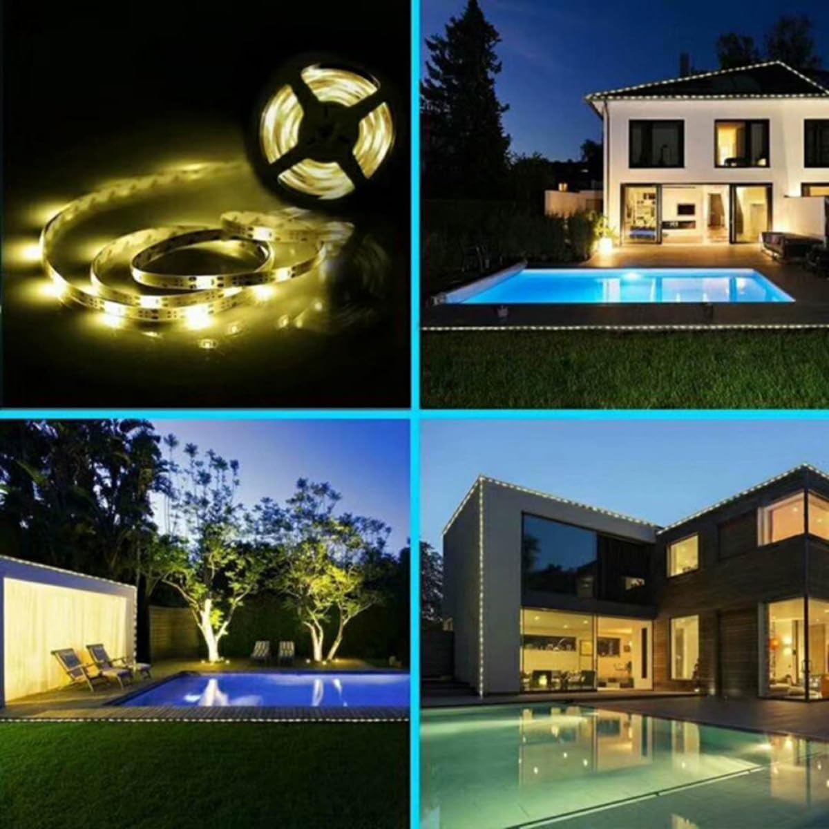 Solar Tape Lights Outdoor LED Strip Warm White 3500k Solar Powered Garden Lawn Lighting for Patio Porch Yard Decoration