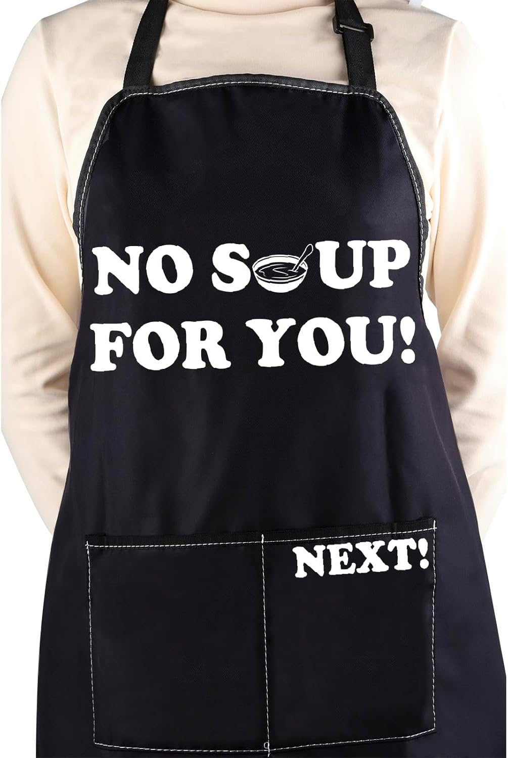 WCGXKO Chef Kitchen Apron No Soup for You Kitchen Cooking 90s TV Show Gift for Comedy Show Fans