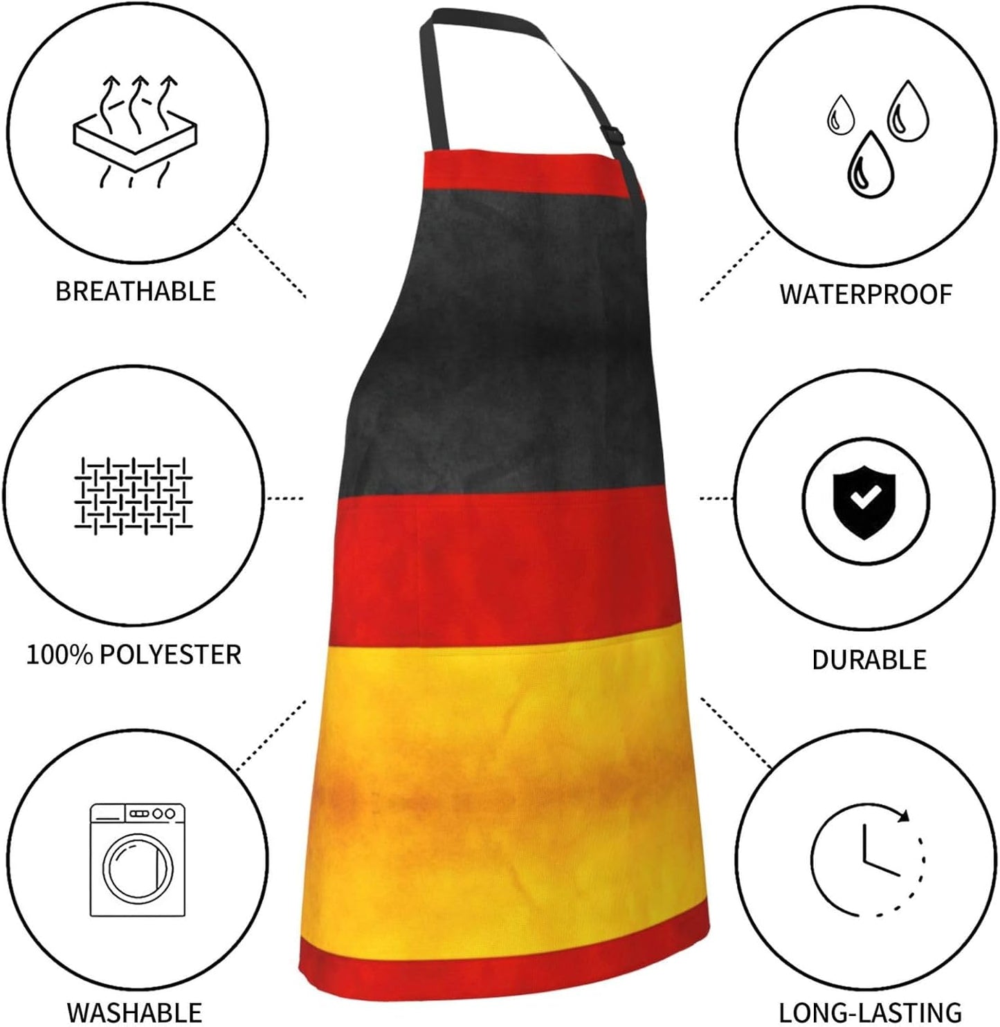 Germany Flag print Waterproof apron with pocket adjustable cooking apron for adult kitchen bibs to bake