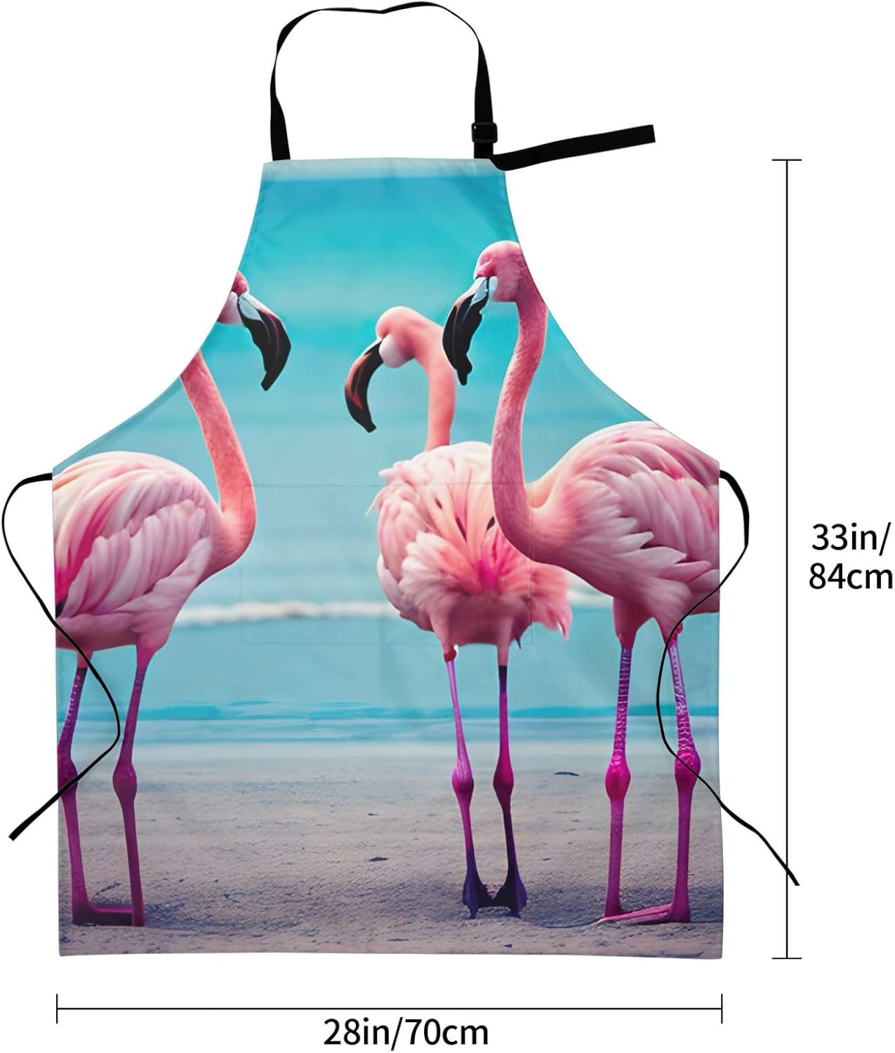 YANYU Flamingo Beach Print 28x33 In Kitchen Apron Stylish Chef Apron with Pockets for Cooking Baking Painting