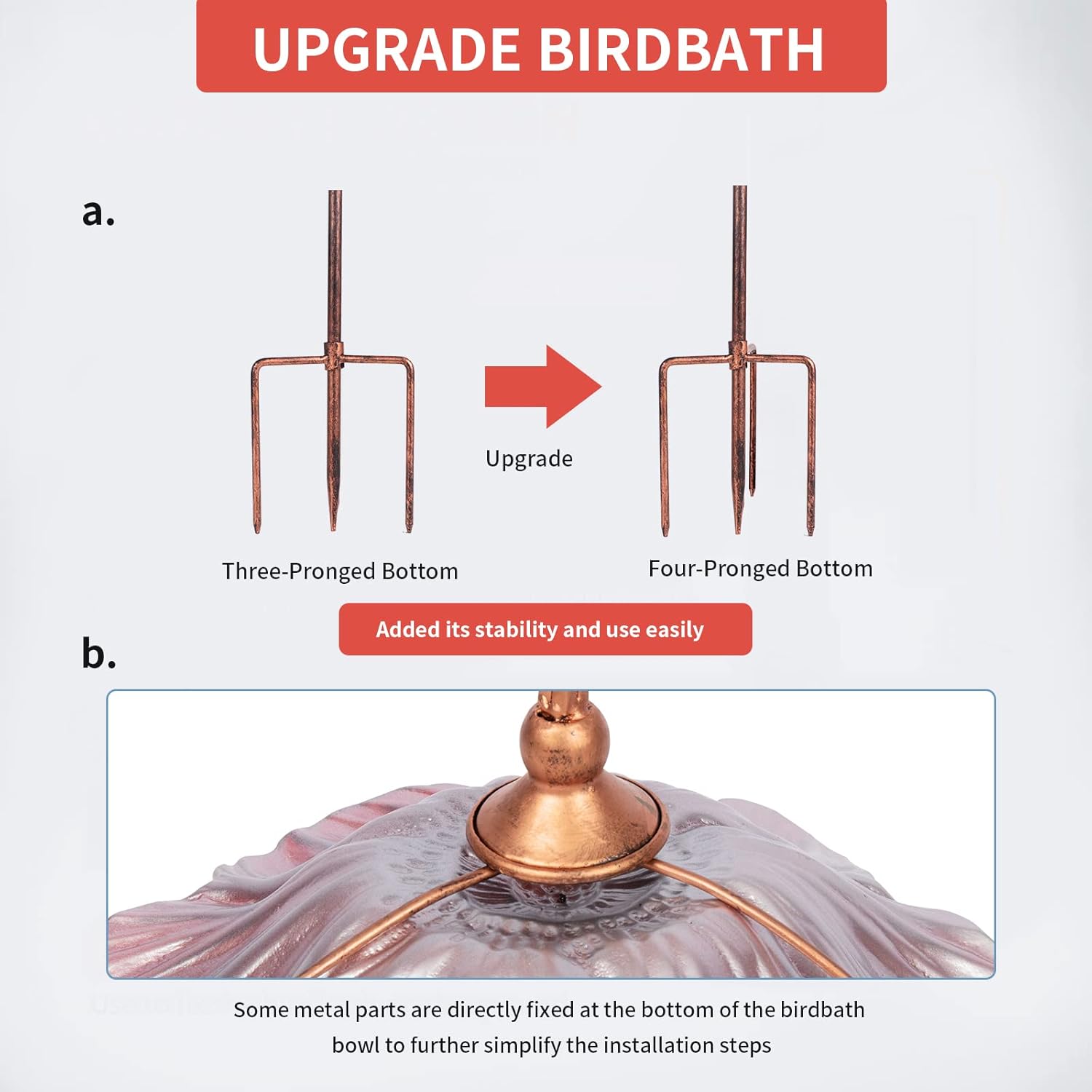 MUMTOP 31 Inch Height Glass Birdbath Birdfeeder with Metal Stake Garde
