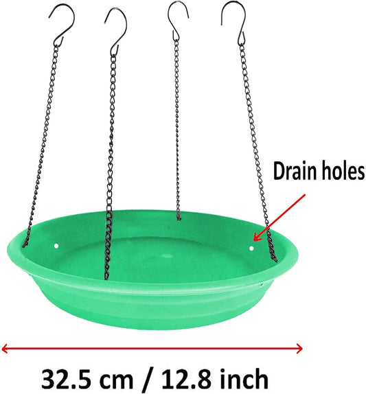 Green Multi-Purpose Bird Seed Catcher & Platform Feeder - Hanging Tray with Seed Hoop