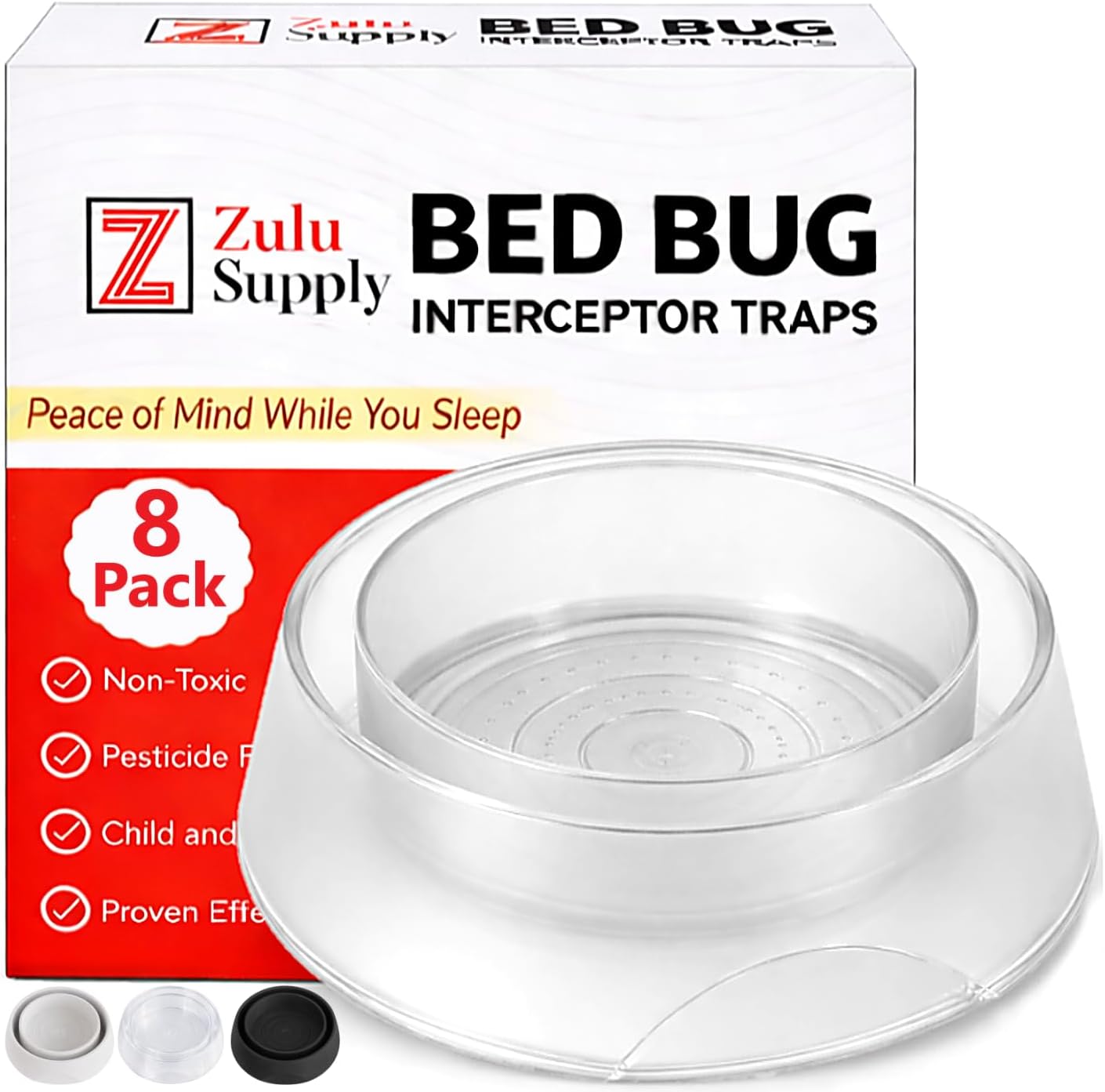 Bed Bug Interceptor Traps – Clear 8-Pack Passive Monitor & Detection T