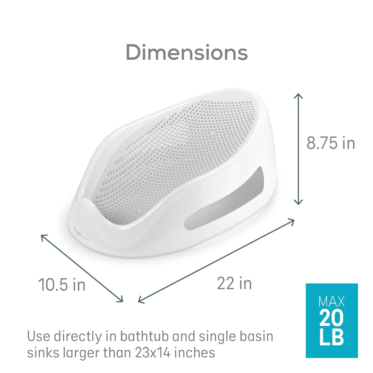 Angelcare Baby Bath Support (Gray) | Ideal for Babies Less Than 6 Mont