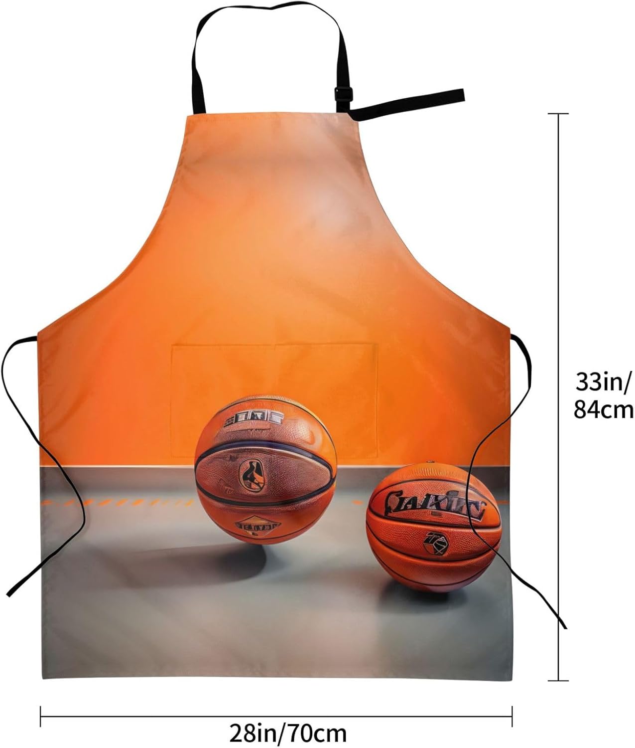 Basketball Orange Print Laundry apron 28x33 In Waterproof Kitchen Apro