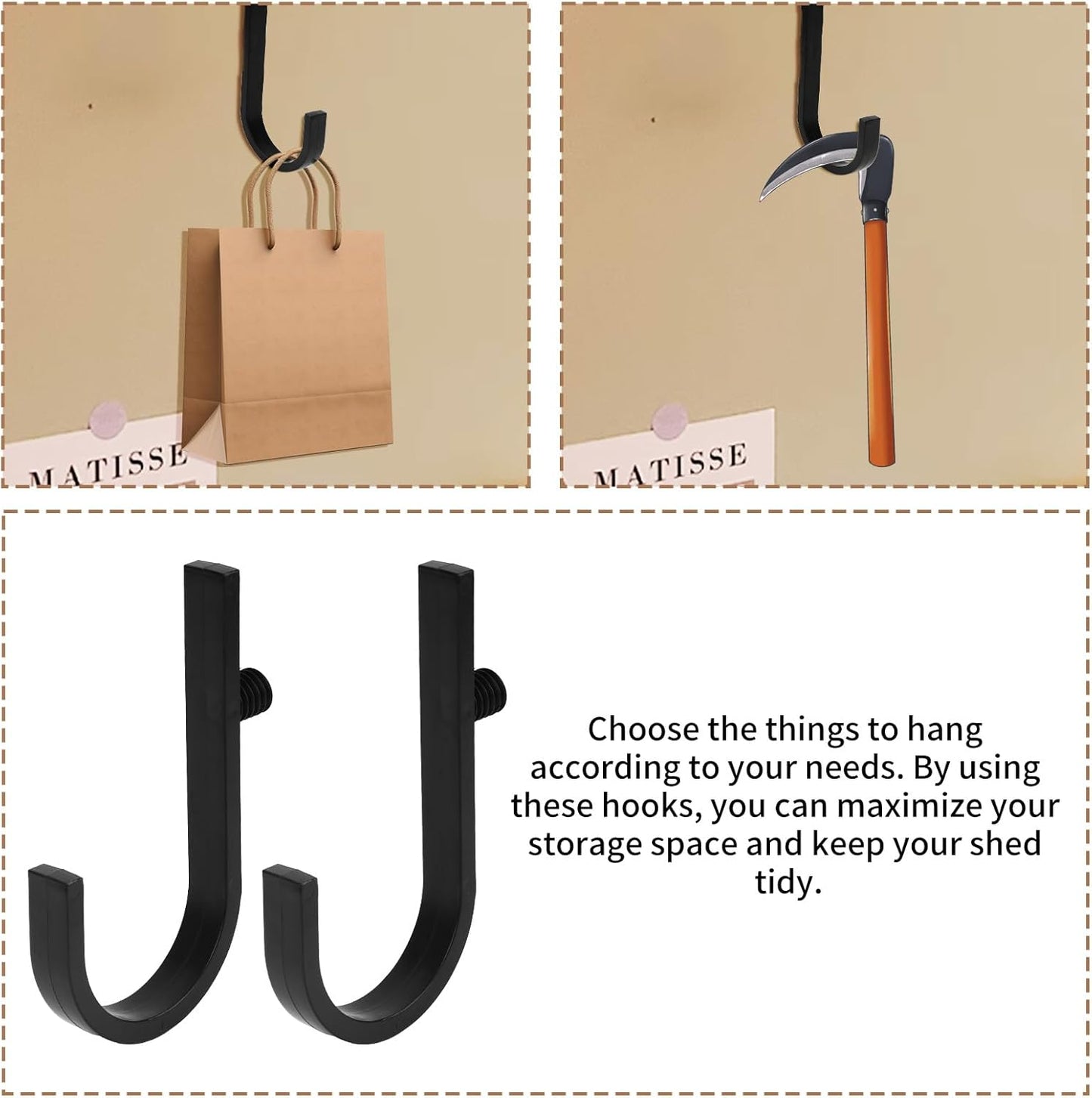 4pcs Storage Shed Hooks for Suncast/Craftsman, J/A-Shaped Tool Hook St